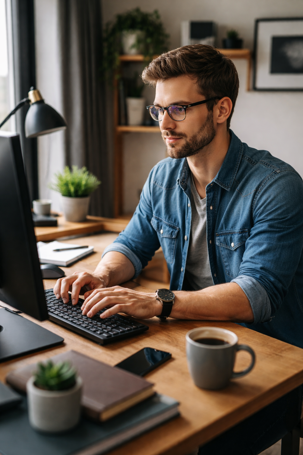 Focused work in a modern home office